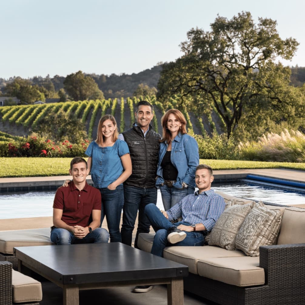 The Bedrosian family in the estate vineyard